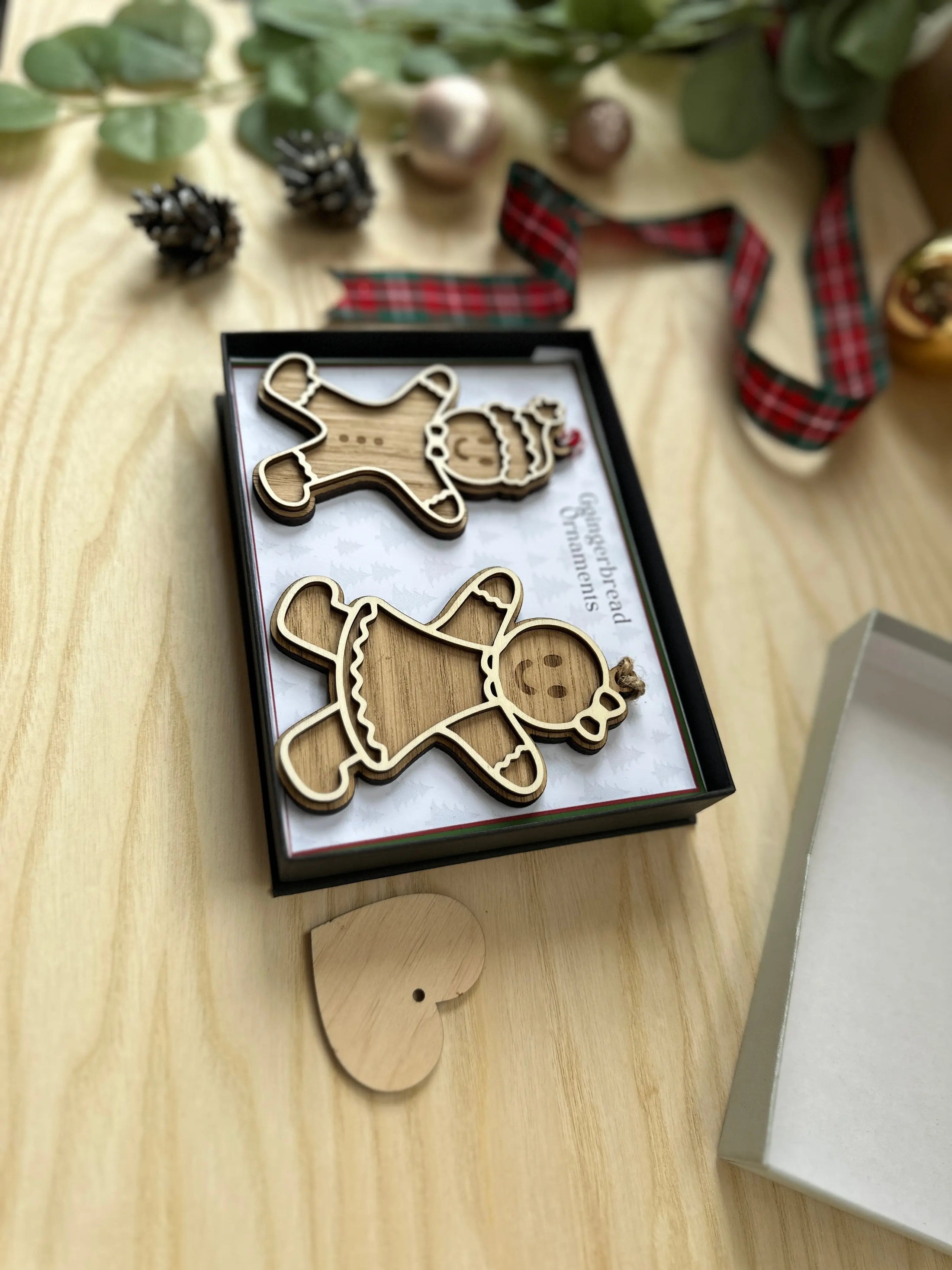 Personalised Gingerbread Ornament | Wooden Christmas Decoration | Add Name – Single, Couple, or Family Set | Gift Box & Message Card Krevana Personalised Gingerbread Ornament | Wooden Christmas Decoration | Add Name – Single, Couple, or Family Set | Gift Box & Message Card