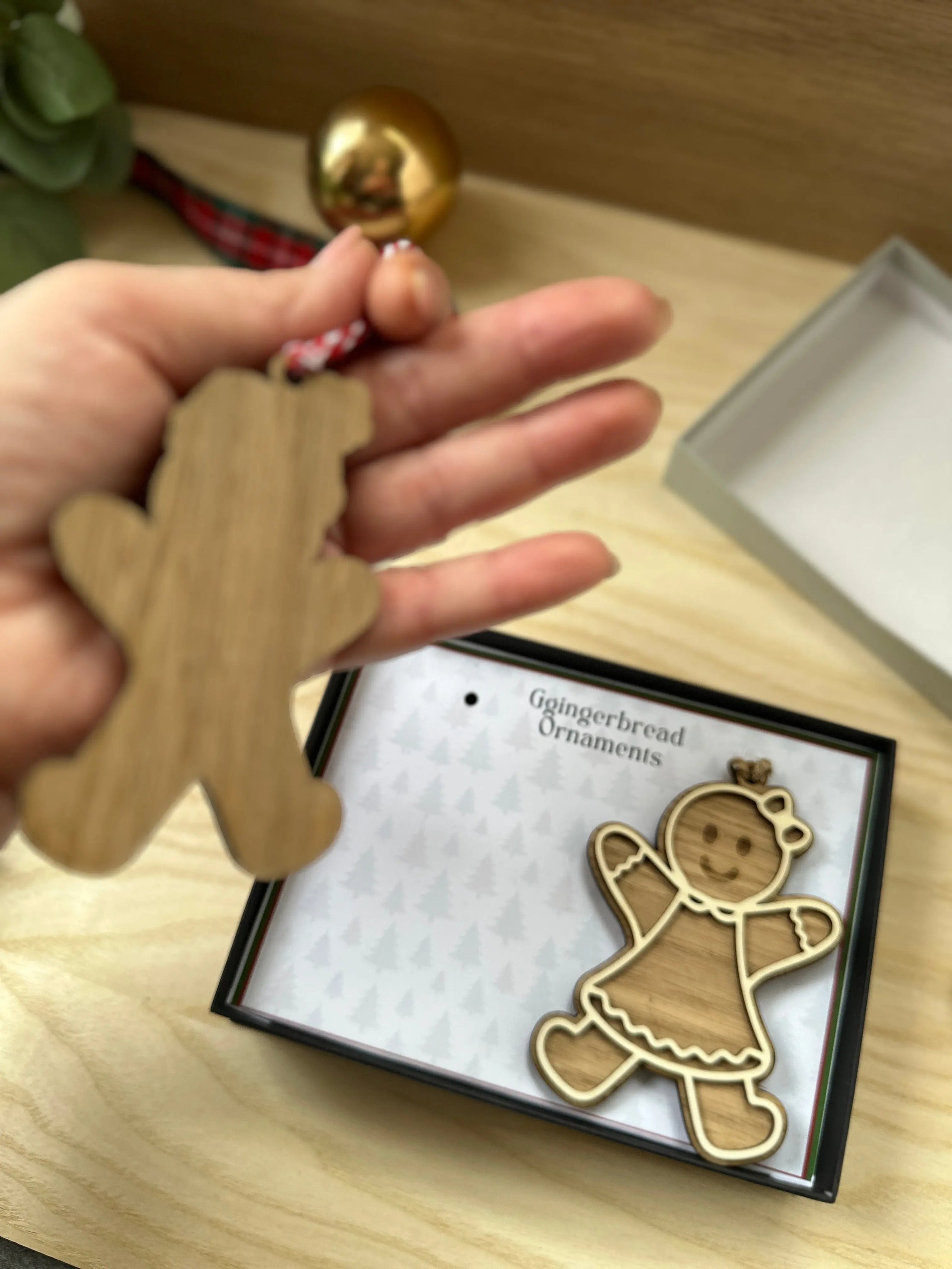 Personalised Gingerbread Ornament | Wooden Christmas Decoration | Add Name – Single, Couple, or Family Set | Gift Box & Message Card Krevana Personalised Gingerbread Ornament | Wooden Christmas Decoration | Add Name – Single, Couple, or Family Set | Gift Box & Message Card