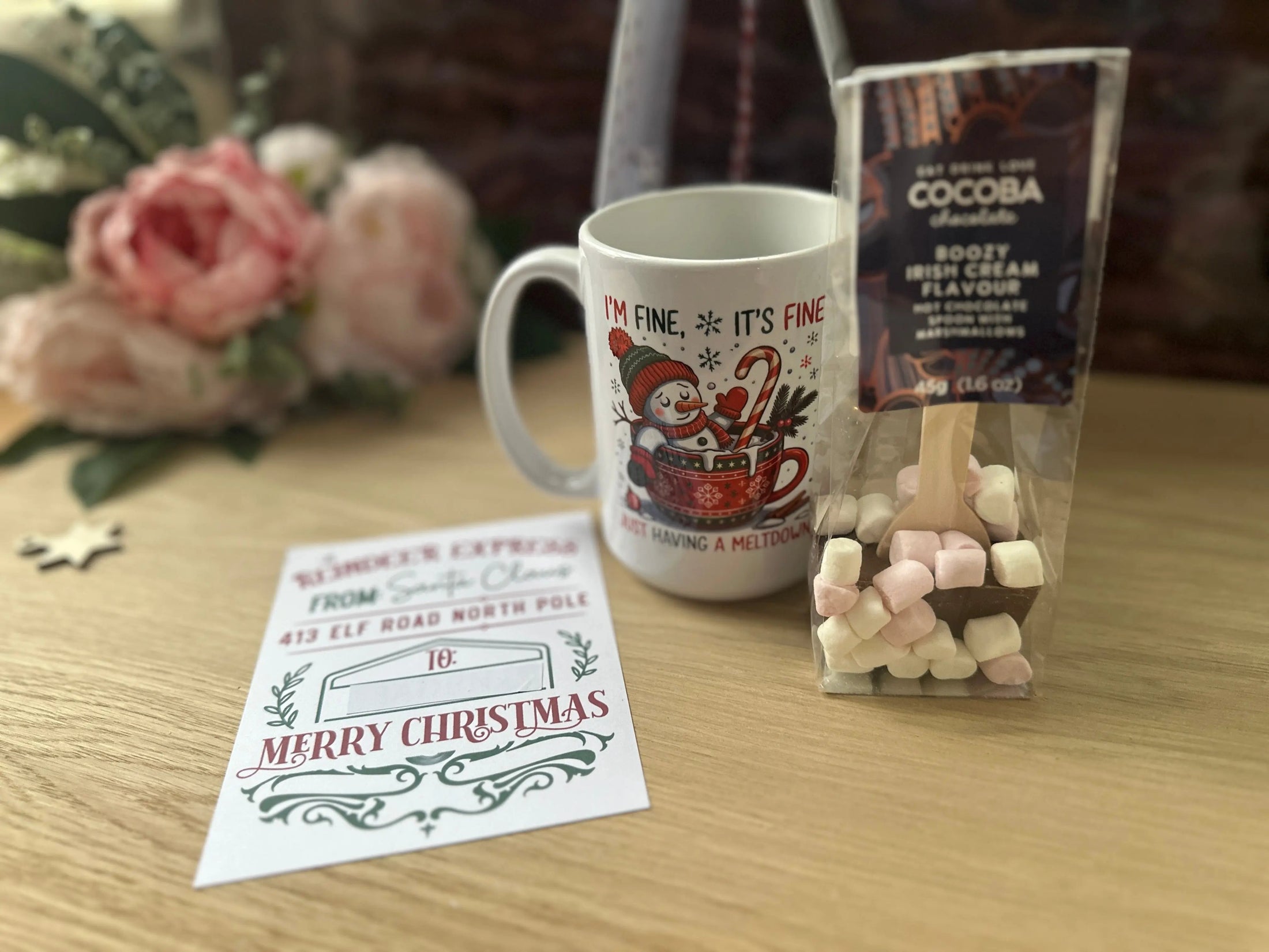 Hot Chocolate Gift Set – Funny Christmas Mug, Irish Cream Flavour Stirring Spoon & Personalised Santa Card | Perfect Festive Gift Krevana Hot Chocolate Gift Set – Funny Christmas Mug, Irish Cream Flavour Stirring Spoon & Personalised Santa Card | Perfect Festive Gift