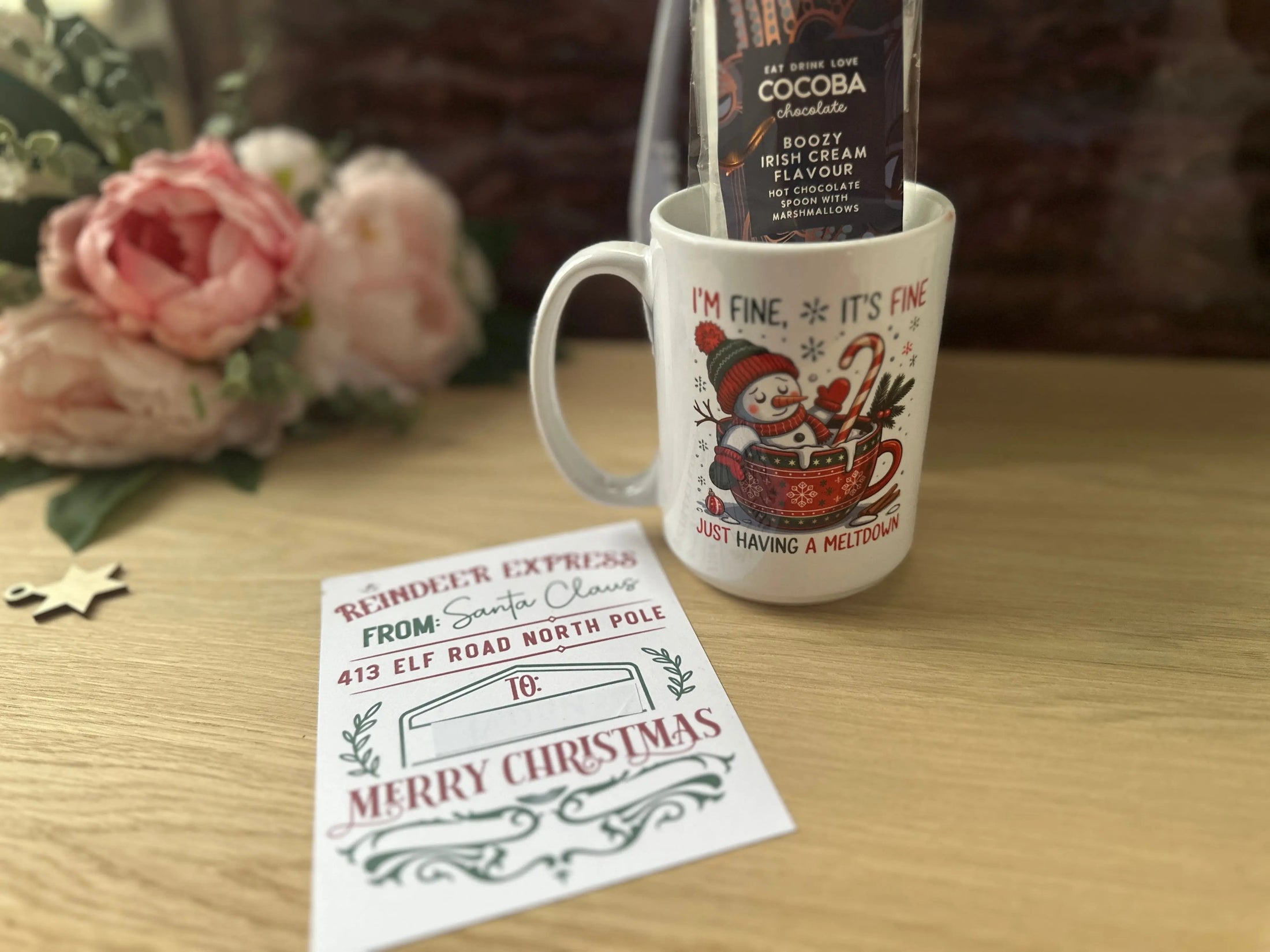 Hot Chocolate Gift Set – Funny Christmas Mug, Irish Cream Flavour Stirring Spoon & Personalised Santa Card | Perfect Festive Gift Krevana Hot Chocolate Gift Set – Funny Christmas Mug, Irish Cream Flavour Stirring Spoon & Personalised Santa Card | Perfect Festive Gift