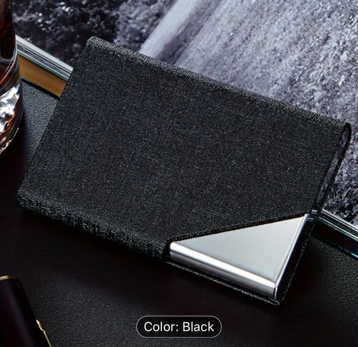 Personalized Business Card Holder, Laser Engraved Stainless Steel PU Leather Card Holder, Gift for Business man or Woman.