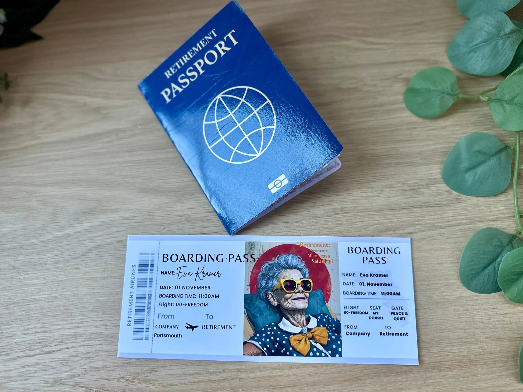 Personalised Retirement Passport & Boarding Pass Gift Set – Unique Farewell Keepsake | Funny Travel-Style Retirement Gift Krevana Personalised Retirement Passport & Boarding Pass Gift Set – Unique Farewell Keepsake | Funny Travel-Style Retirement Gift