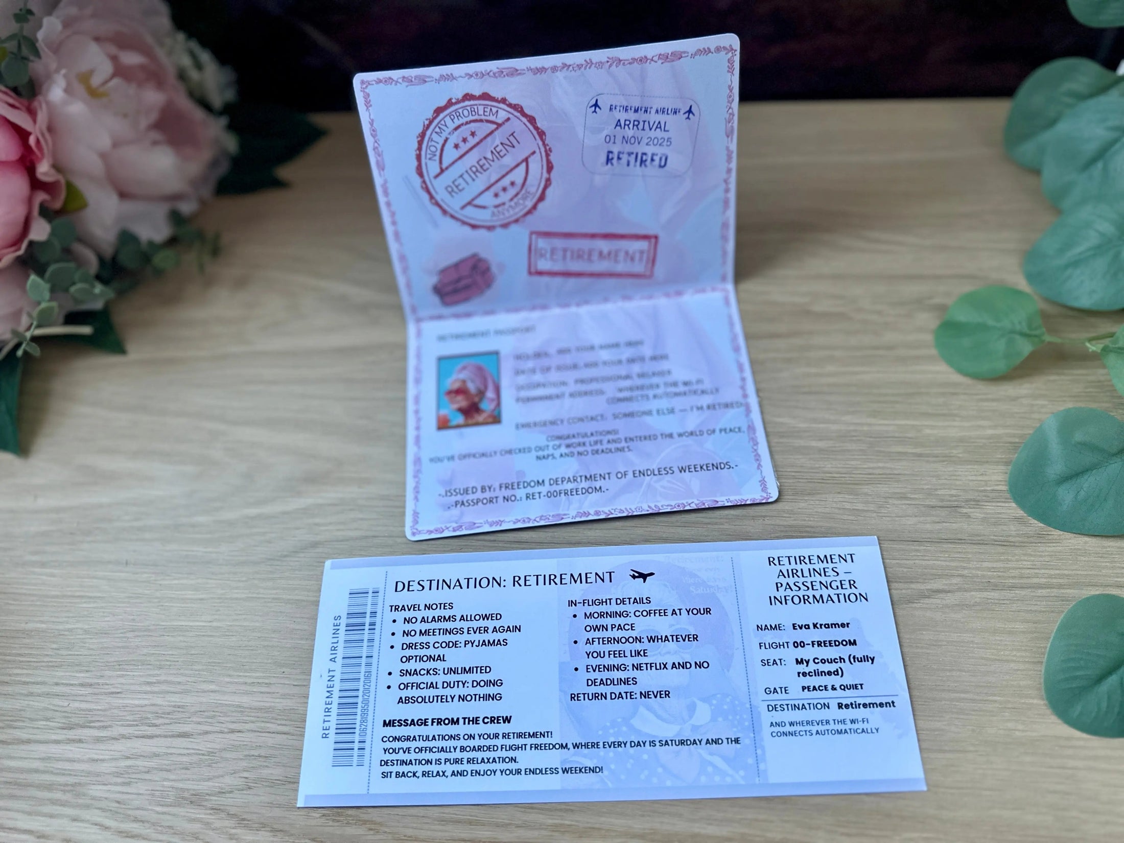 Personalised Retirement Passport & Boarding Pass Gift Set – Unique Farewell Keepsake | Funny Travel-Style Retirement Gift Krevana Personalised Retirement Passport & Boarding Pass Gift Set – Unique Farewell Keepsake | Funny Travel-Style Retirement Gift