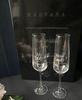 Load image into Gallery viewer, Luxury Personalised Wedding Champagne Glass Set with Plaque – Gift Box
