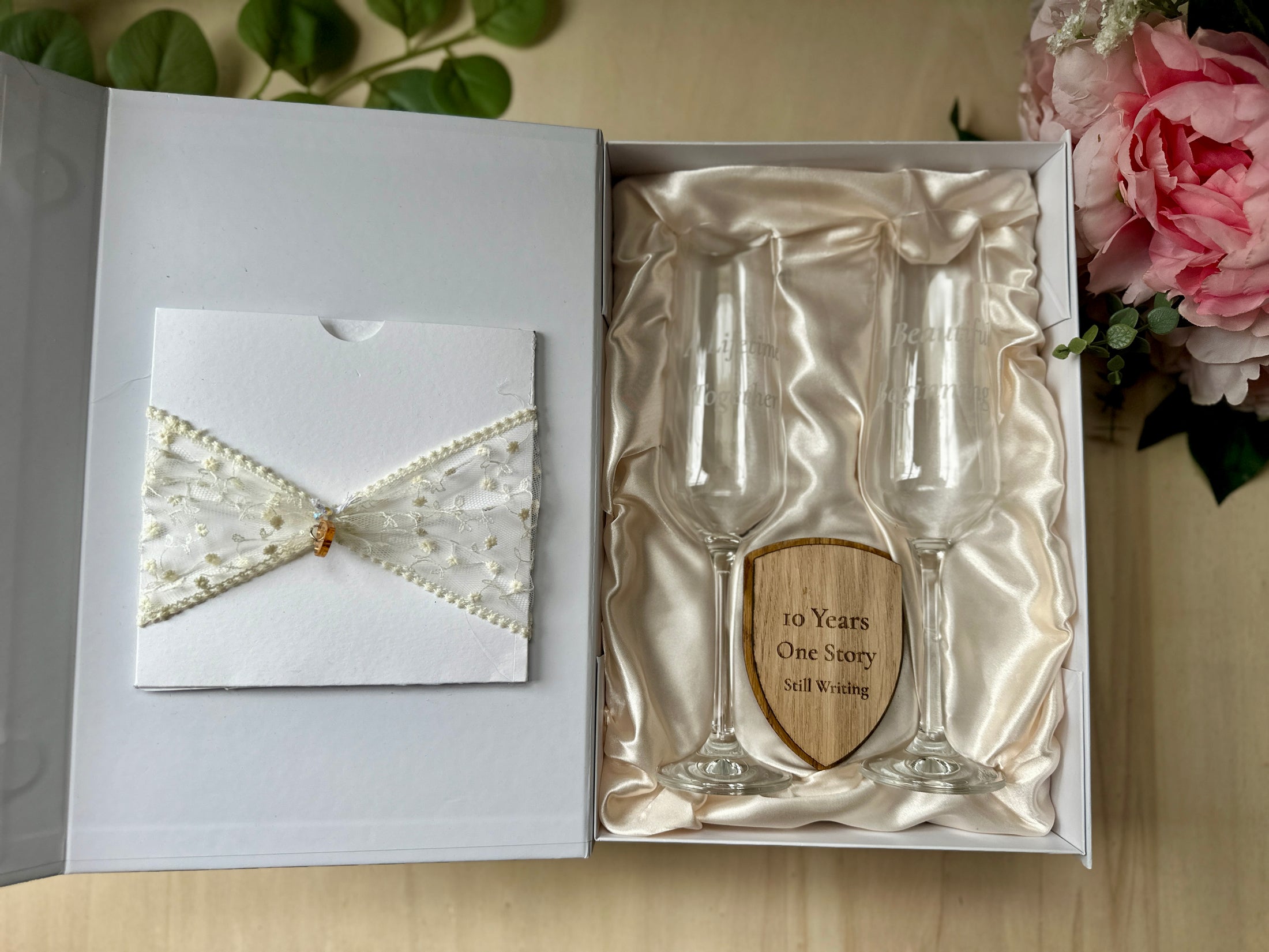 Personalised Anniversary Gift Box – Champagne Glass Set