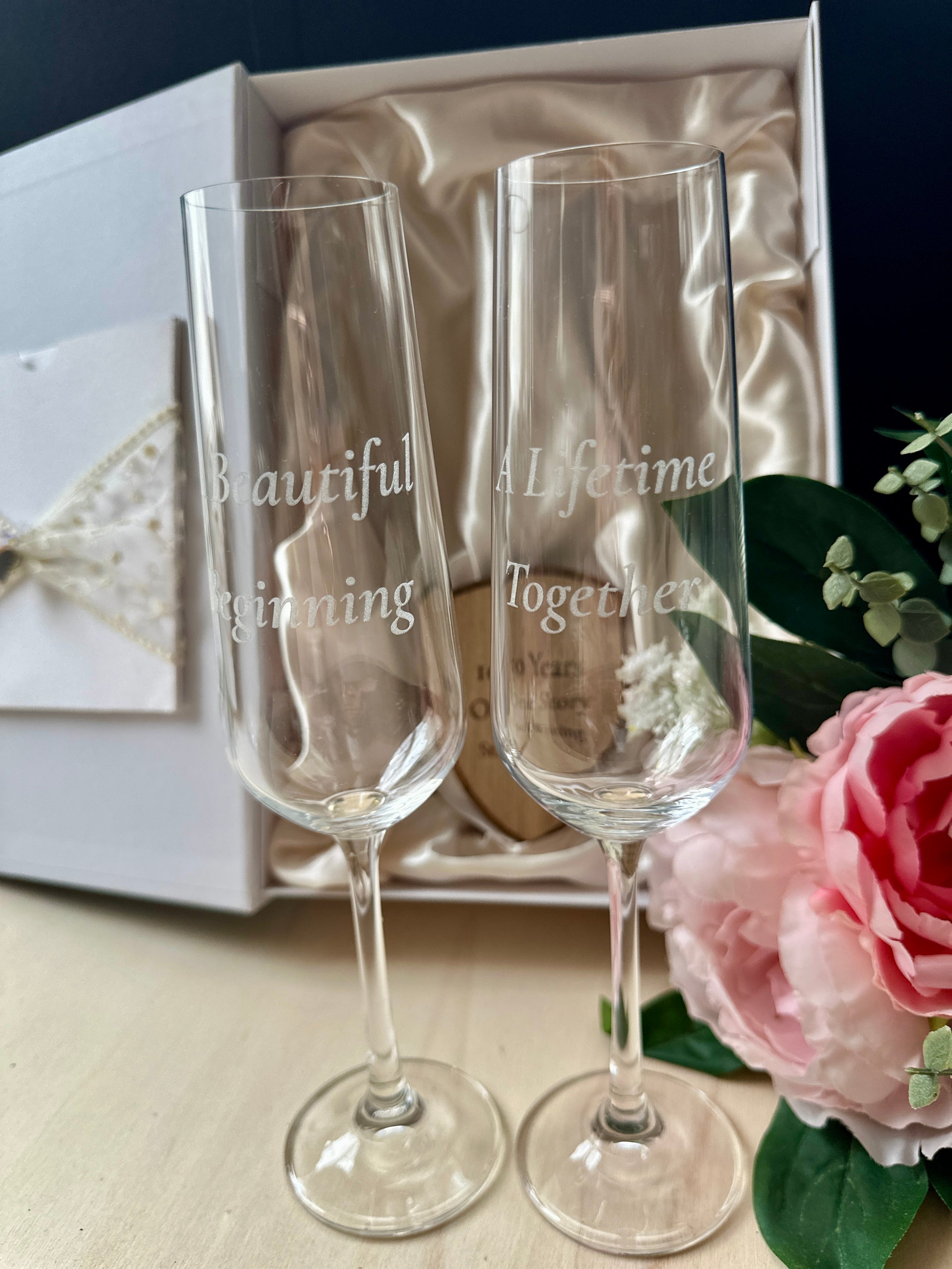 Personalised Anniversary Gift Box – Champagne Glass Set