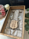 Load image into Gallery viewer, Personalised Wooden Box Wedding Gift Set — Crystal Champagne Flutes in Wooden Shadow Box UK Krevana Personalised Wooden Box Wedding Gift Set — Crystal Champagne Flutes in Wooden Shadow Box UK
