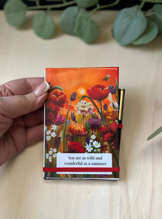 Wildflower Meadow Notepad Holder with Pen | Original Artwork Gift UK Krevana Wildflower Meadow Notepad Holder with Pen | Original Artwork Gift UK