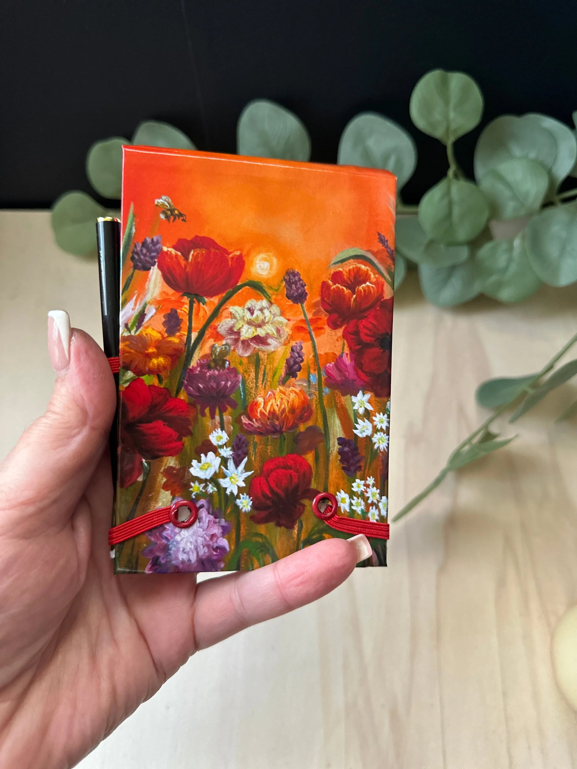Wildflower Meadow Notepad Holder with Pen | Original Artwork Gift UK Krevana Wildflower Meadow Notepad Holder with Pen | Original Artwork Gift UK