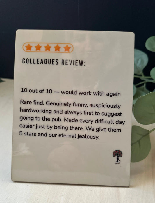 Funny Review Sign, Colleague Leaving Gift Krevana Funny Review Sign, Colleague Leaving Gift