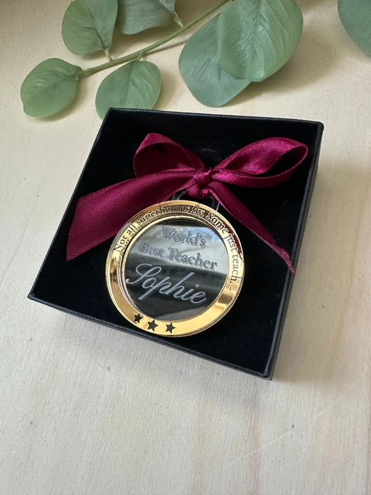 Personalised Teacher Medal Gift Krevana Personalised Teacher Medal Gift