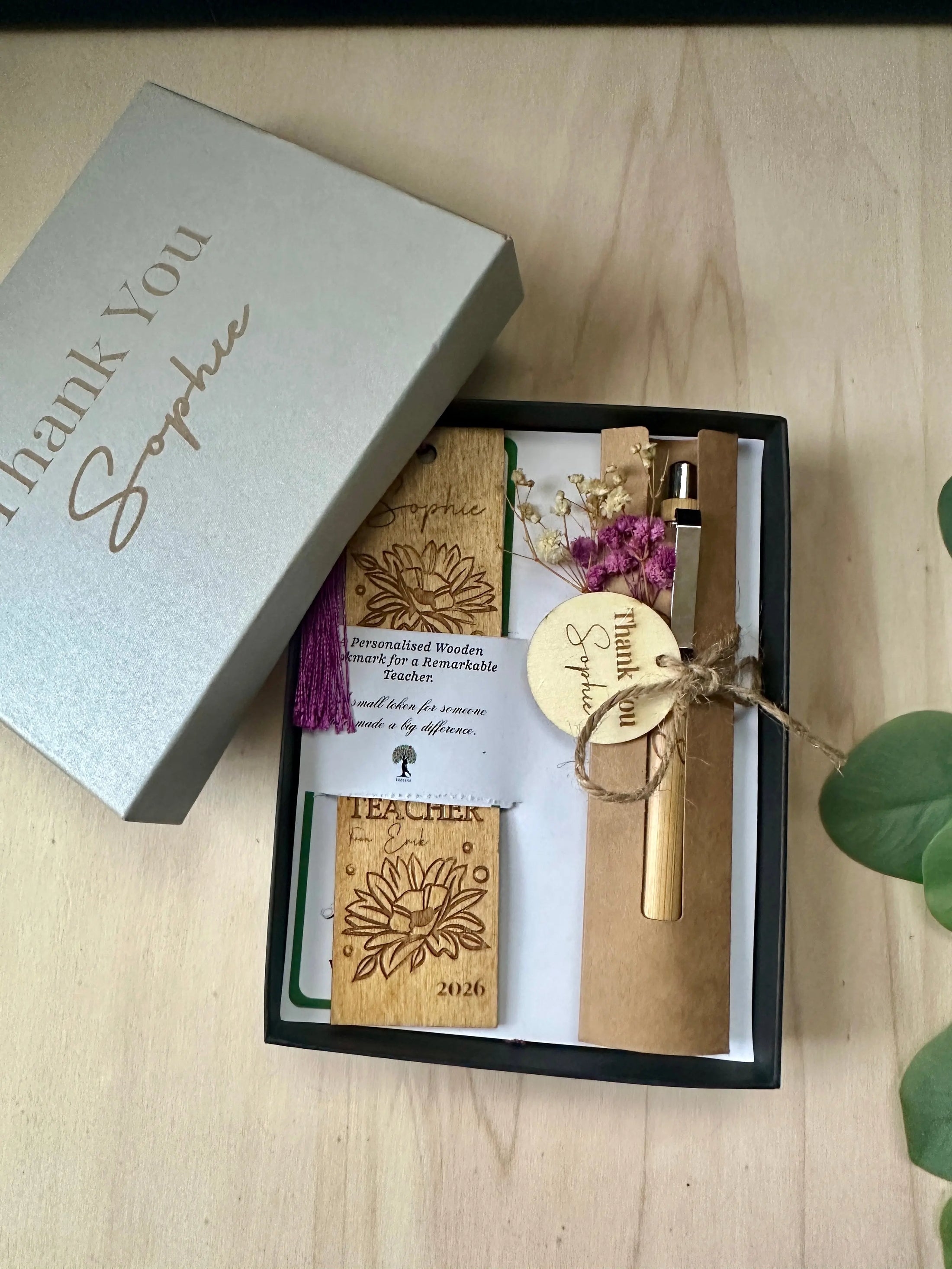 Personalised Teacher Gift Set | Engraved Wooden Bookmark Pen Box | Thank You Teacher Gift | End of Term Gift for Teacher 2026 Krevana Personalised Teacher Gift Set | Engraved Wooden Bookmark Pen Box | Thank You Teacher Gift | End of Term Gift for Teacher 2026