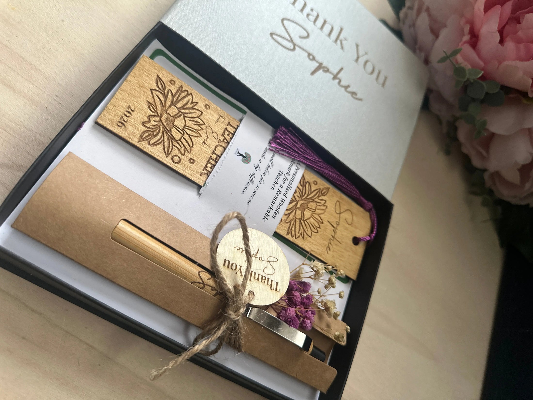 Personalised Teacher Gift Set | Engraved Wooden Bookmark Pen Box | Thank You Teacher Gift | End of Term Gift for Teacher 2026 Krevana Personalised Teacher Gift Set | Engraved Wooden Bookmark Pen Box | Thank You Teacher Gift | End of Term Gift for Teacher 2026