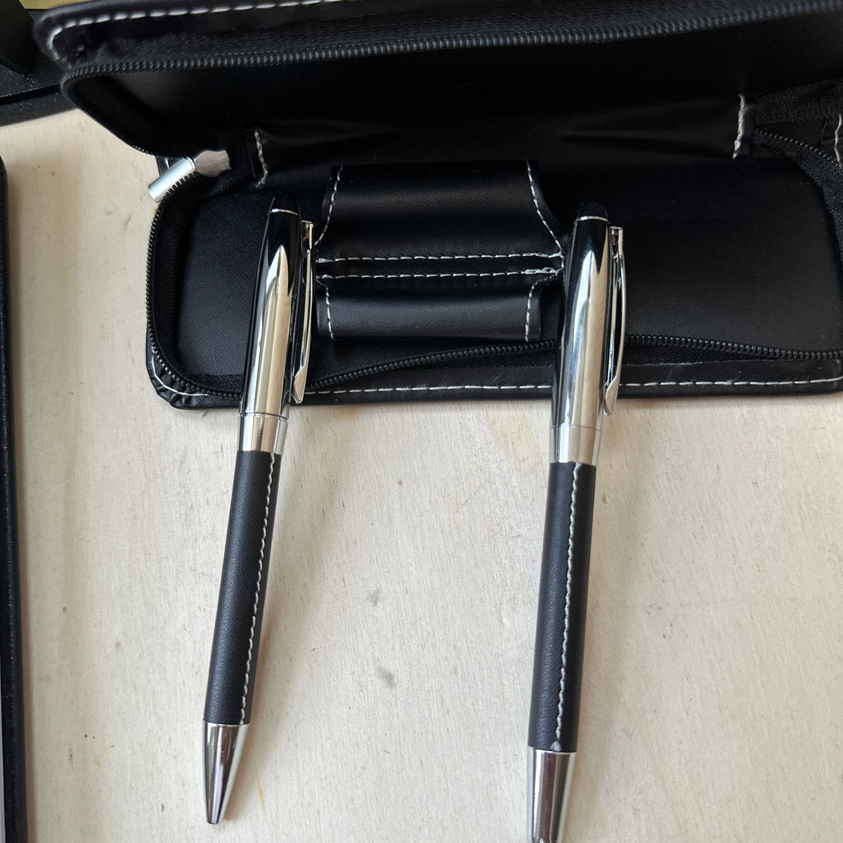 Personalised Engraved Pens Set with PU Leather Case – Ballpoint & Rollerball