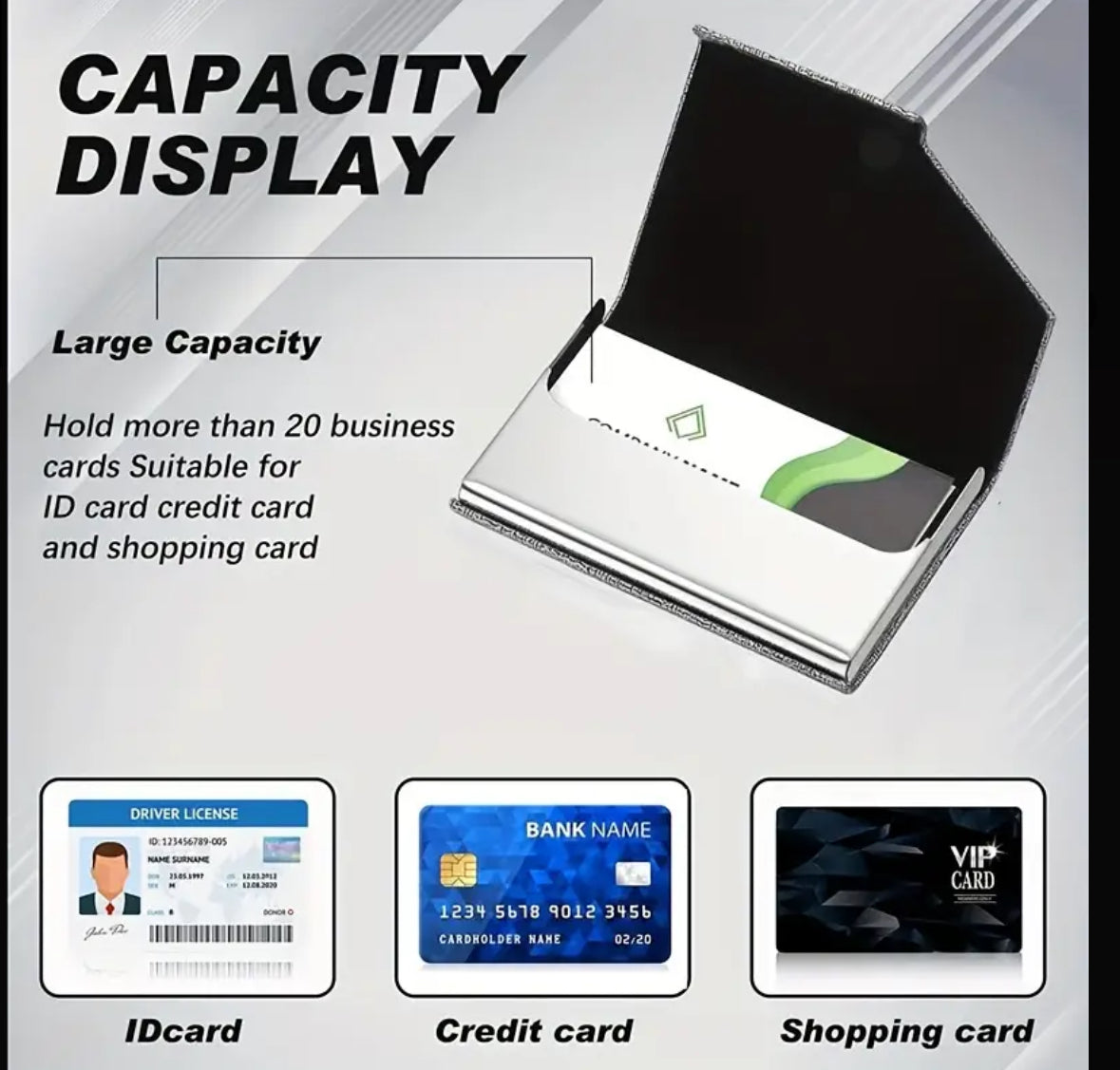 Personalized Business Card Holder, Laser Engraved Stainless Steel PU Leather Card Holder, Gift for Business man or Woman.