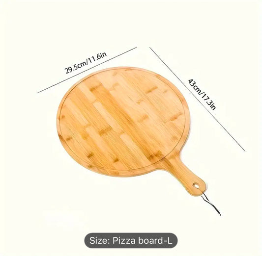 Customizable Bamboo Pizza Tray with Handle
