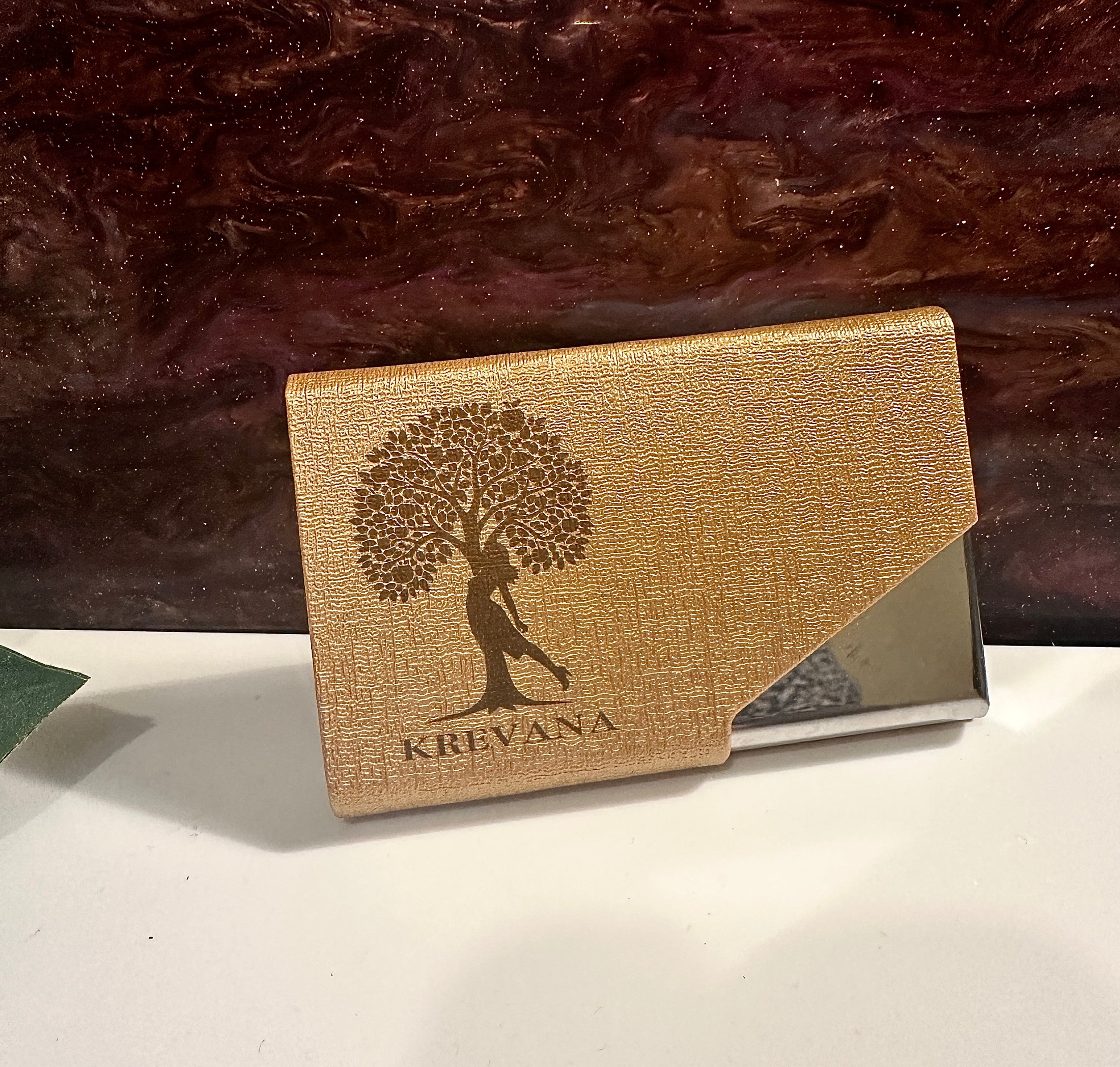 Personalized Business Card Holder, Laser Engraved Stainless Steel PU Leather Card Holder, Gift for Business man or Woman.