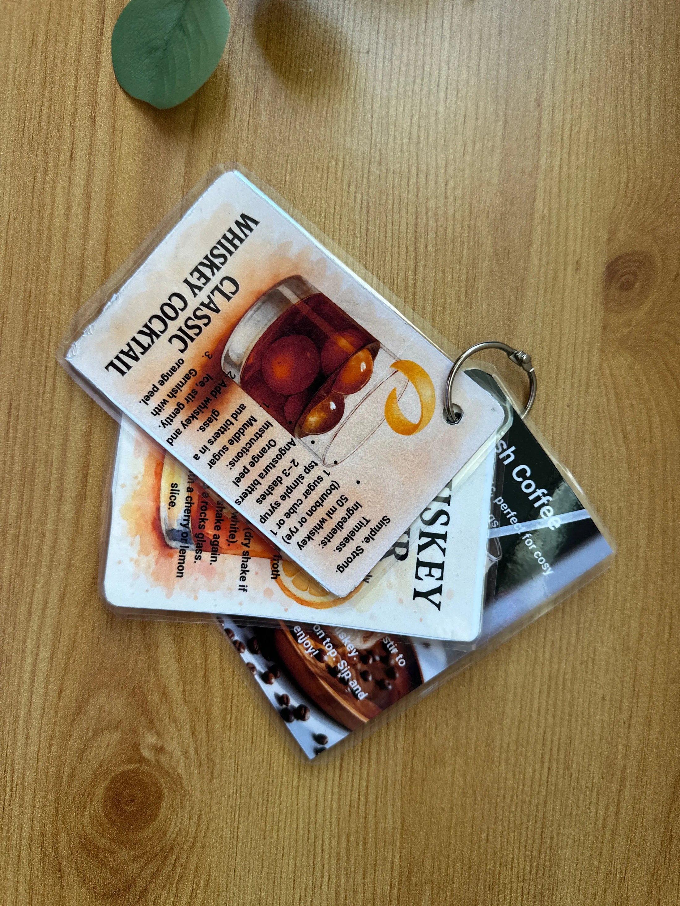 Whiskey Cocktail Recipe Cards on Ring – 7x9cm Laminated – Set of 3 Whiskey Drinks – Bar Gift Idea Krevana Whiskey Cocktail Recipe Cards on Ring – 7x9cm Laminated – Set of 3 Whiskey Drinks – Bar Gift Idea