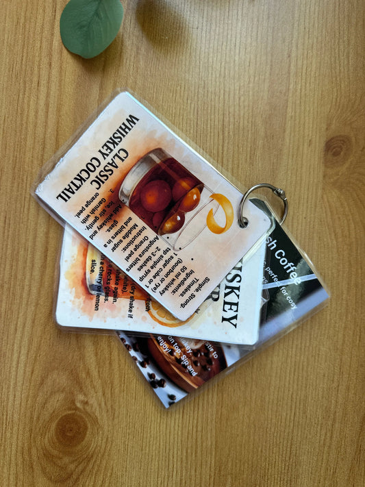 Whiskey Cocktail Recipe Cards on Ring – 7x9cm Laminated – Set of 3 Whiskey Drinks – Bar Gift Idea Krevana Whiskey Cocktail Recipe Cards on Ring – 7x9cm Laminated – Set of 3 Whiskey Drinks – Bar Gift Idea