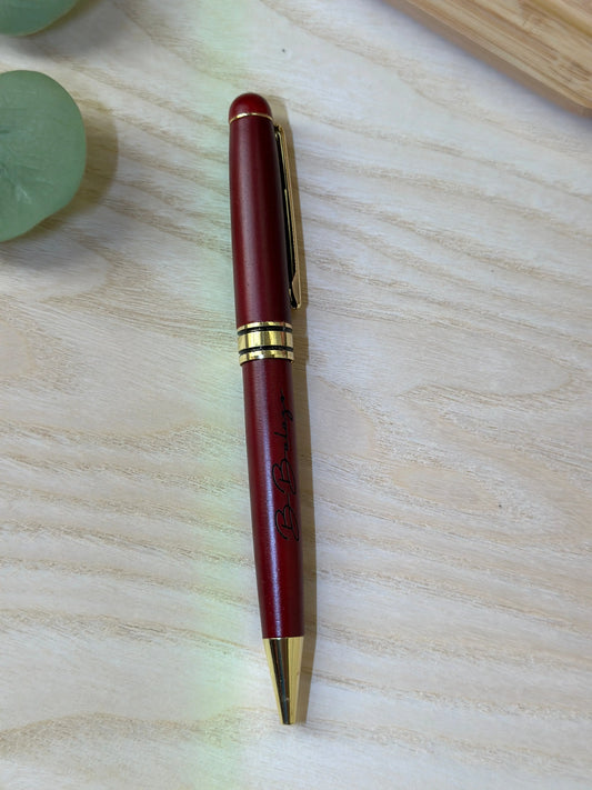 Personalized Red Wooden Ballpoint Pen with Gold Accents – Custom Engraved Pen with Optional Bamboo Gift Case Krevana Personalized Red Wooden Ballpoint Pen with Gold Accents – Custom Engraved Pen with Optional Bamboo Gift Case