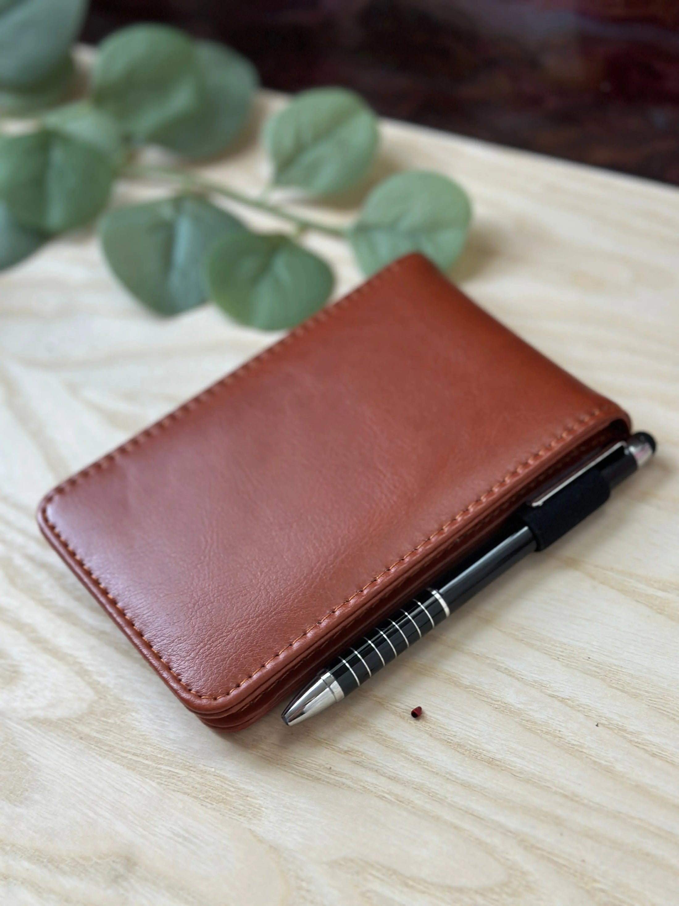Personalised PU Leather A7 Notepad Holder – Custom Laser Engraved Pocket Notebook with Pen, Durable & Elegant Gift (Brown or Black) Krevana Personalised PU Leather A7 Notepad Holder – Custom Laser Engraved Pocket Notebook with Pen, Durable & Elegant Gift (Brown or Black)