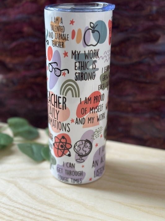 Teacher Affirmation Tumbler – Inspirational Stainless Steel Travel Cup with Daily Positive Quotes, Perfect Teacher Gift Krevana Teacher Affirmation Tumbler – Inspirational Stainless Steel Travel Cup with Daily Positive Quotes, Perfect Teacher Gift