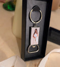 Load image into Gallery viewer, Personalized Laser Engraved and Photo insert Stainless steel Bottle opener Keychain, Birthday gift, Anniversary Gift,
