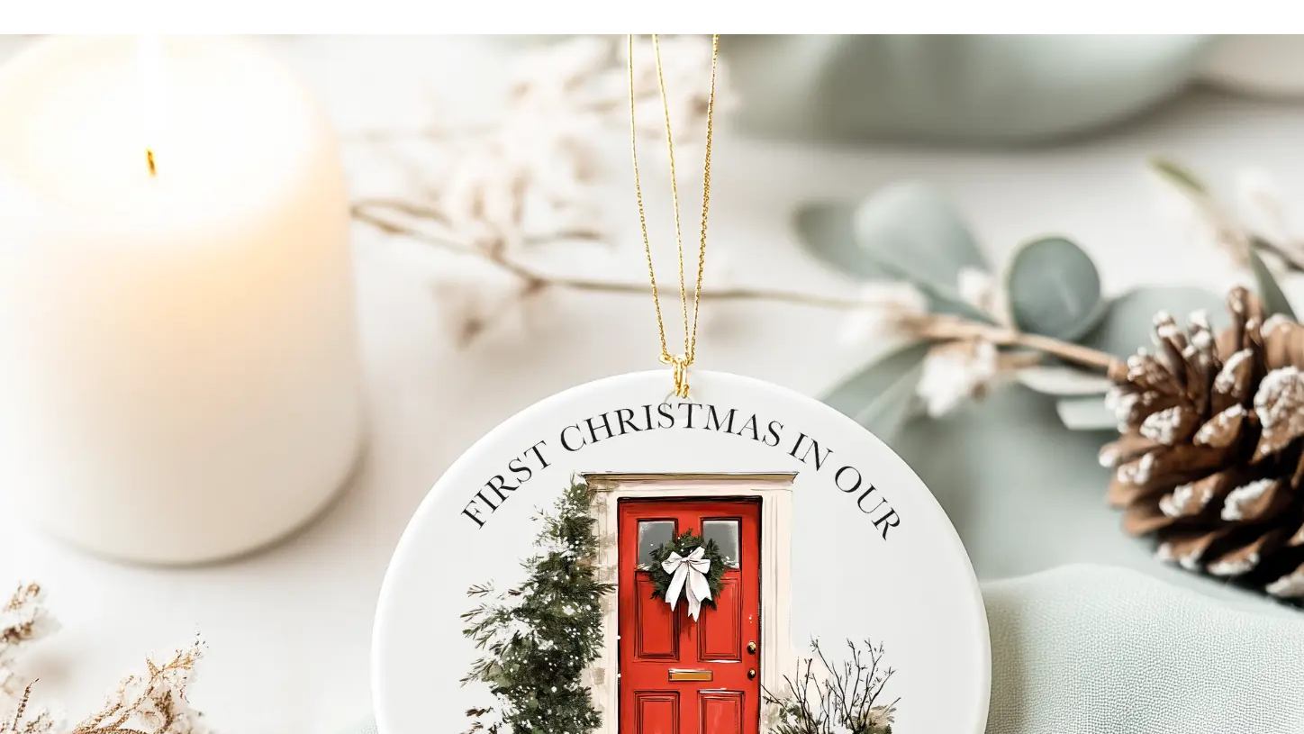 Personalised Ornament – First Christmas in Our New Home | Gift Box & Card | Add Family Name or Custom Design Krevana Personalised Ornament – First Christmas in Our New Home | Gift Box & Card | Add Family Name or Custom Design