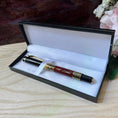 Load image into Gallery viewer, Personalised Luxury Heavyweight rollerball Pen – Black or Rosewood colour, Gold Detailing, Engraved Gift, Refillable Black & Blue Ink Krevana Personalised Luxury Heavyweight rollerball Pen – Black or Rosewood colour, Gold Detailing, Engraved Gift, Refillable Black & Blue Ink
