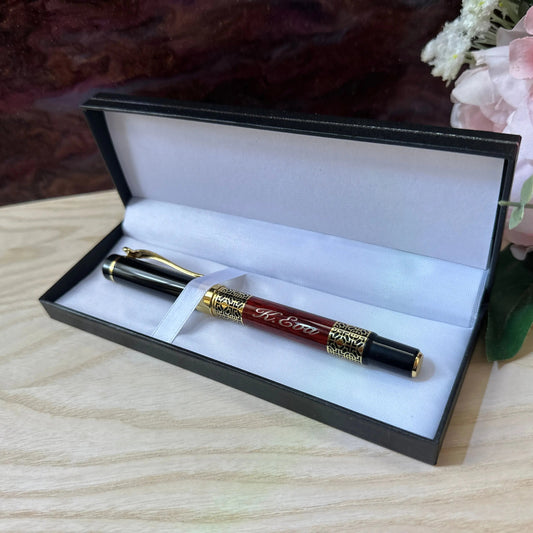 Personalised Luxury Heavyweight rollerball Pen – Black or Rosewood colour, Gold Detailing, Engraved Gift, Refillable Black & Blue Ink Krevana Personalised Luxury Heavyweight rollerball Pen – Black or Rosewood colour, Gold Detailing, Engraved Gift, Refillable Black & Blue Ink