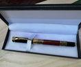 Load image into Gallery viewer, Personalised Luxury Heavyweight rollerball Pen – Black or Rosewood colour, Gold Detailing, Engraved Gift, Refillable Black & Blue Ink Krevana Personalised Luxury Heavyweight rollerball Pen – Black or Rosewood colour, Gold Detailing, Engraved Gift, Refillable Black & Blue Ink
