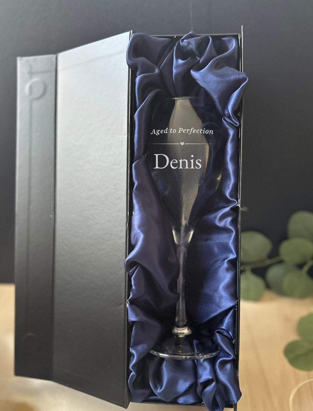 Personalised Birthday Wine Glass | Engraved Milestone Birthday Gift | Luxury Silk Gift Box