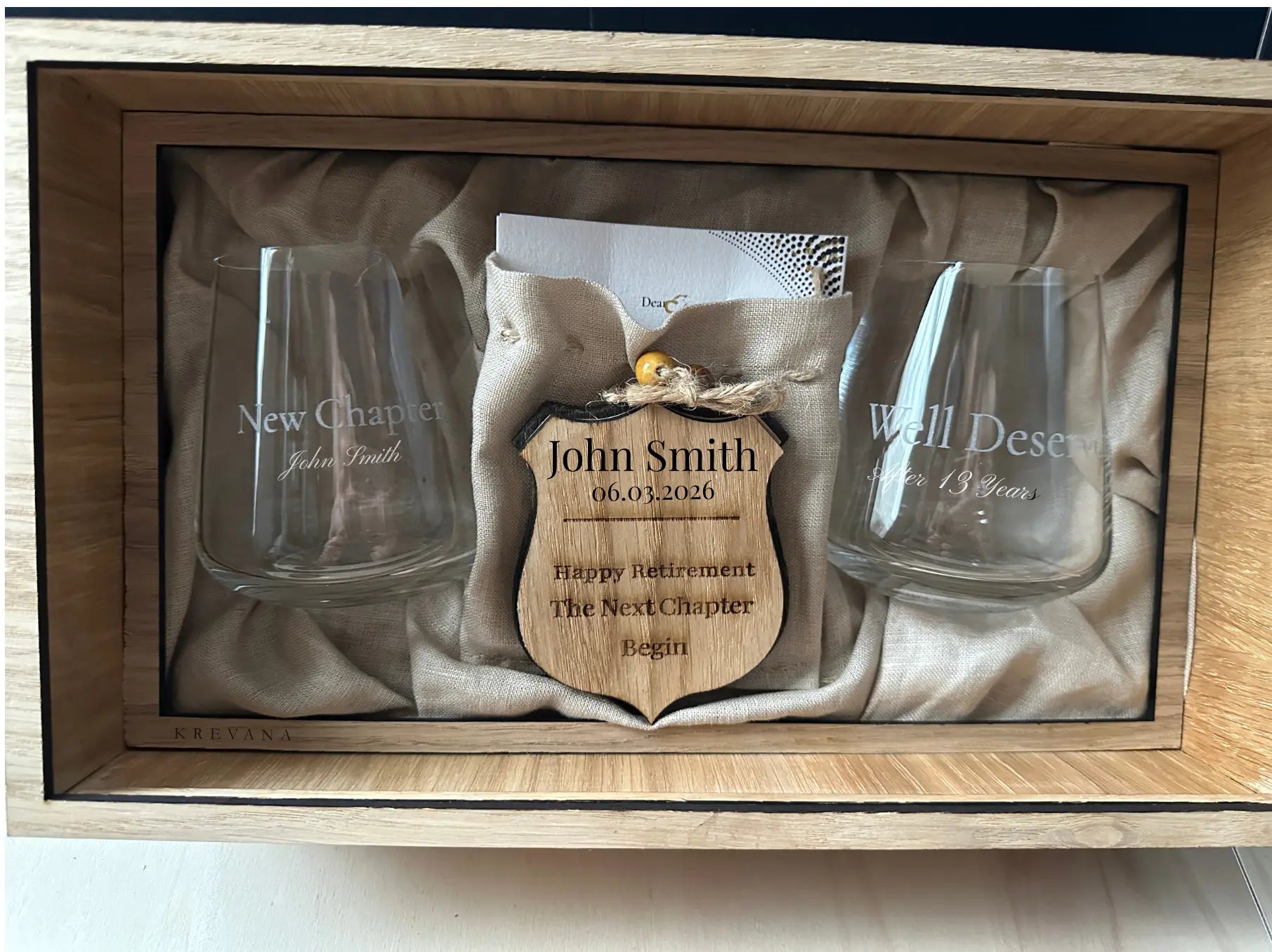 Personalised Luxury Wooden Gift Set — Retirement Gift or Custom Set Krevana Personalised Luxury Wooden Gift Set — Retirement Gift or Custom Set