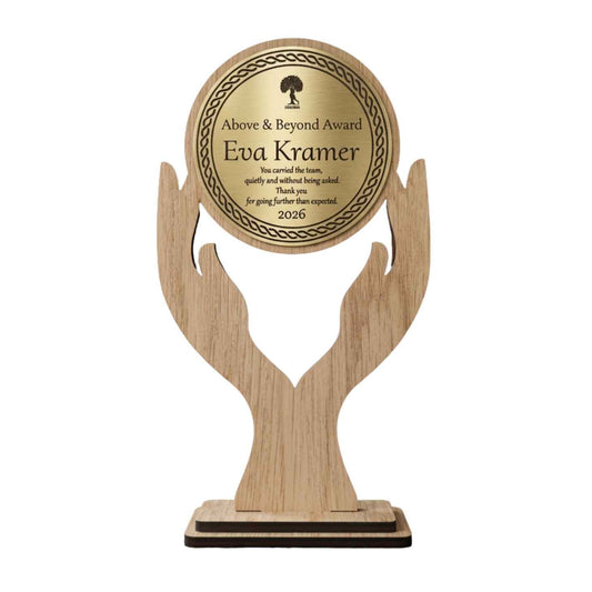 Personalised Wooden Employee Recognition Award – Above & Beyond, Achievement & Long Service Award