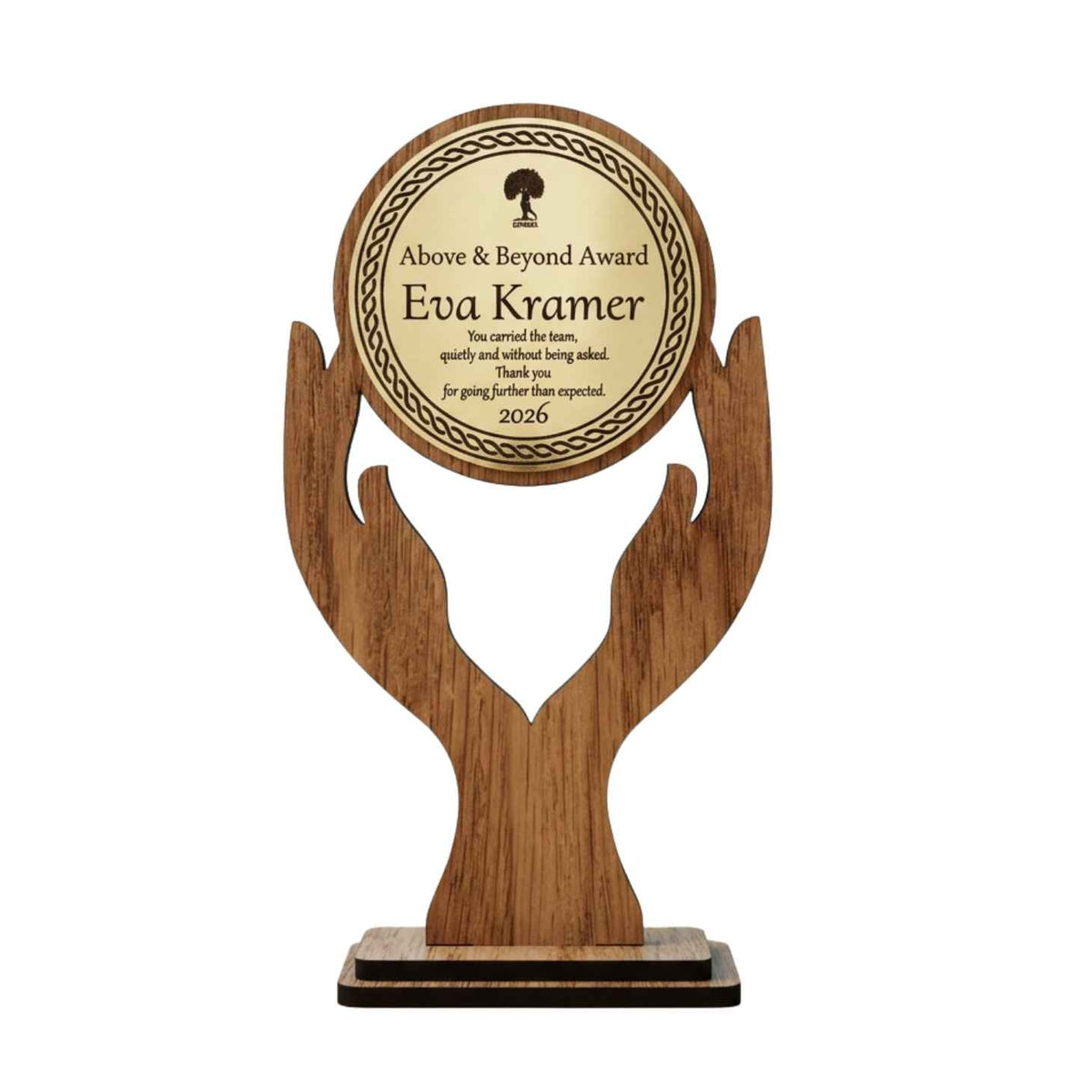 Personalised Wooden Employee Recognition Award – Above & Beyond, Achievement & Long Service Award