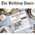 Load image into Gallery viewer, Personalised Birthday Card, “Birthday Times” Story Card – Custom Newspaper Style, 2-Page Double-Sided Print (20x20 cm) - Krevana
