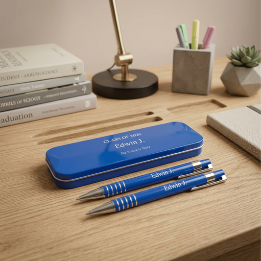Personalised Pen and Pencil Set with Engraved Metal Case