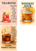 Load image into Gallery viewer, Whiskey Cocktail Recipe Cards on Ring – 7x9cm Laminated – Set of 3 Whiskey Drinks – Bar Gift Idea Krevana Whiskey Cocktail Recipe Cards on Ring – 7x9cm Laminated – Set of 3 Whiskey Drinks – Bar Gift Idea
