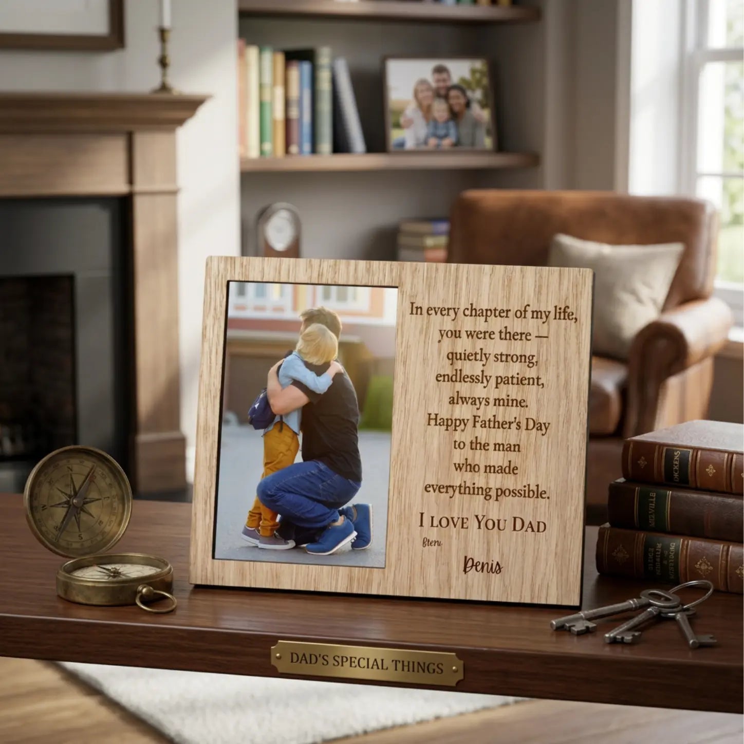 Personalised Father's Day Photo Frame — Engraved Wooden Picture Frame with Custom Message | Optional Luxury Gift Box Krevana Personalised Father's Day Photo Frame — Engraved Wooden Picture Frame with Custom Message | Optional Luxury Gift Box