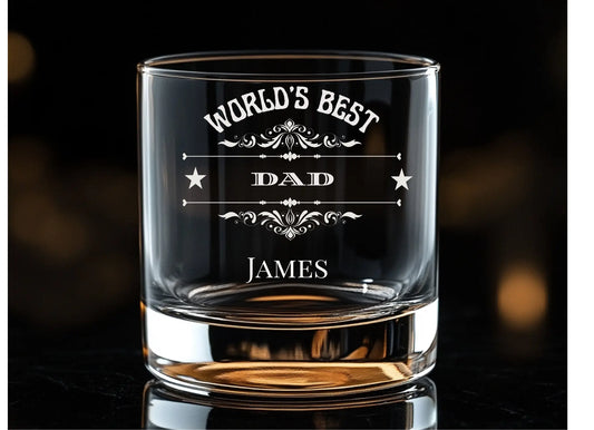 Personalised Father's Day Whisky Tumbler Glass, Engraved Krevana Personalised Father's Day Whisky Tumbler Glass, Engraved
