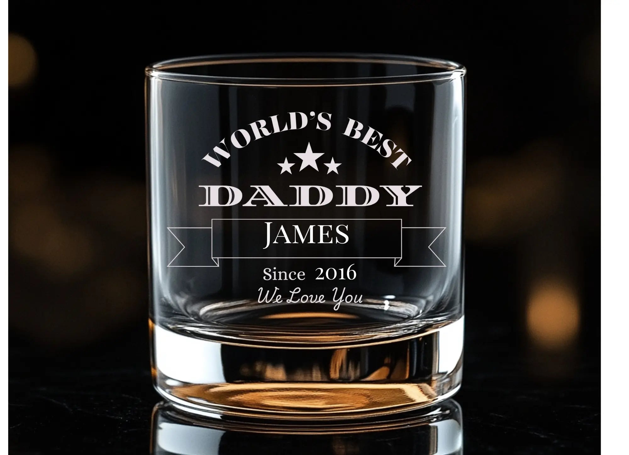 Personalised Father's Day Whisky Tumbler Glass, Engraved Krevana Personalised Father's Day Whisky Tumbler Glass, Engraved