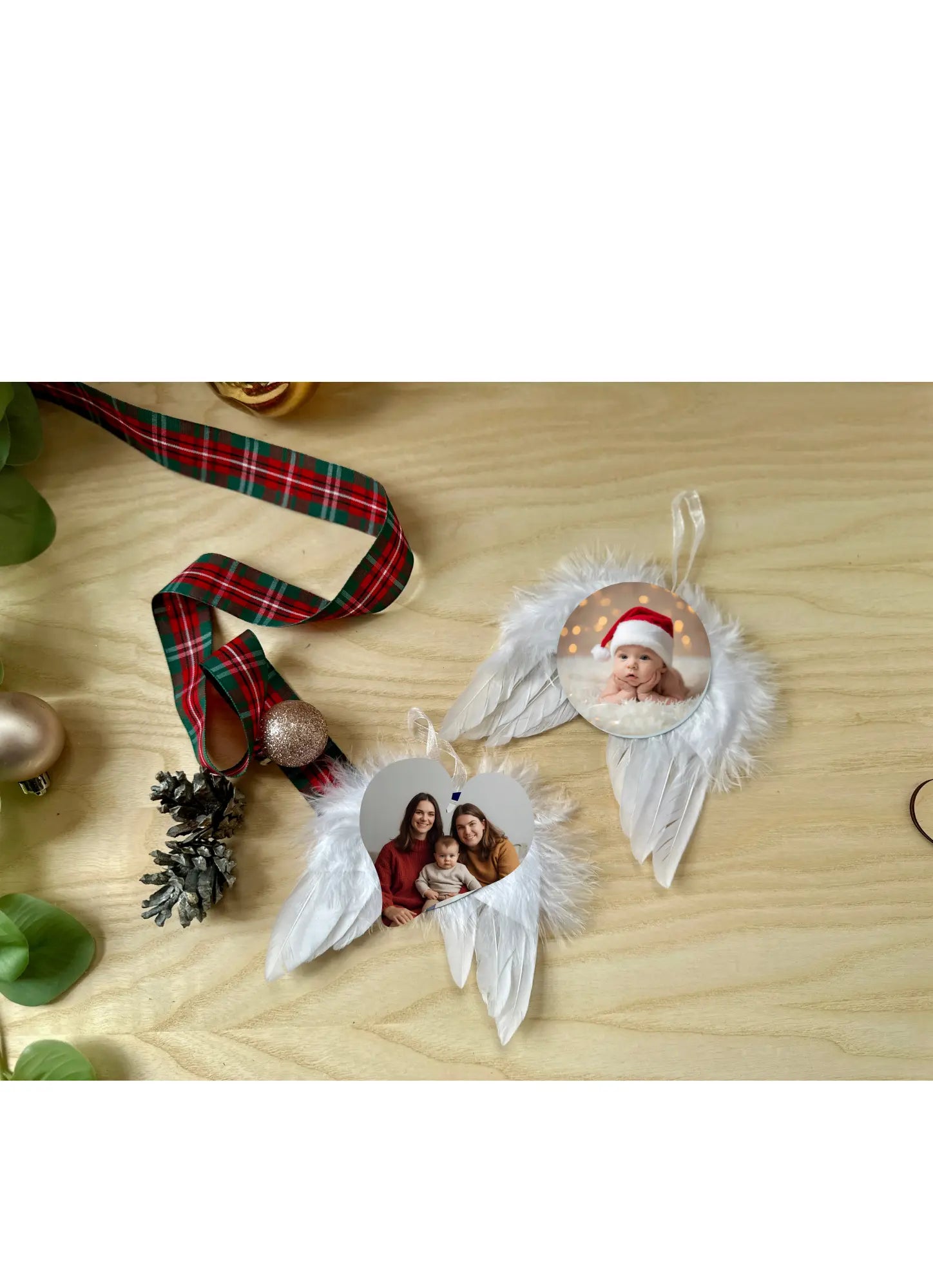 Personalised Angel Wings Photo Ornament | Real Feather Memorial Keepsake | Add Photo or Text | Gift Box & Message Card Krevana Personalised Angel Wings Photo Ornament | Real Feather Memorial Keepsake | Add Photo or Text | Gift Box & Message Card