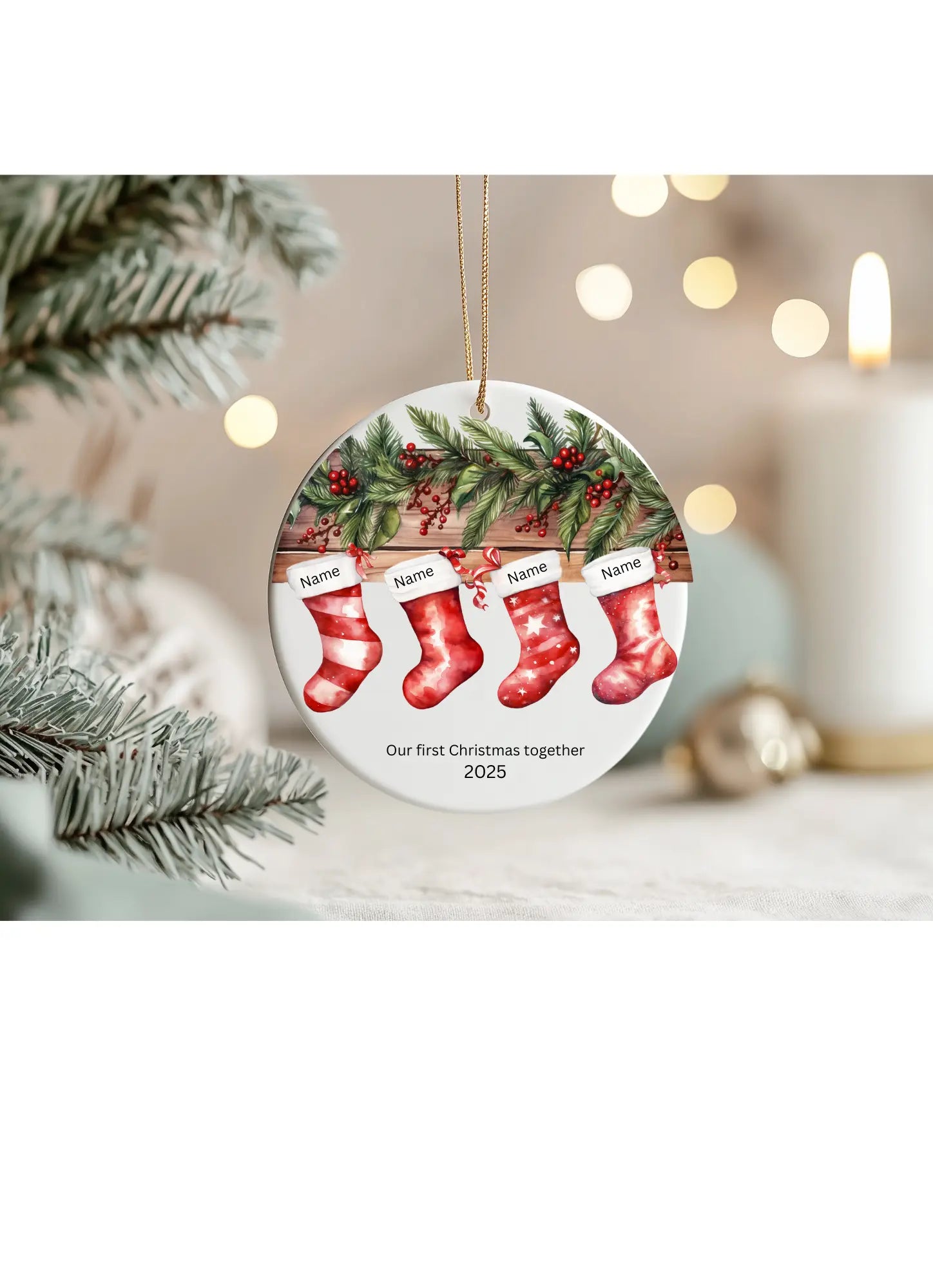 Personalised Ornament – Our First Christmas Together | Gift Box & Card | Add 1–6 Names or Custom Design Krevana Personalised Ornament – Our First Christmas Together | Gift Box & Card | Add 1–6 Names or Custom Design