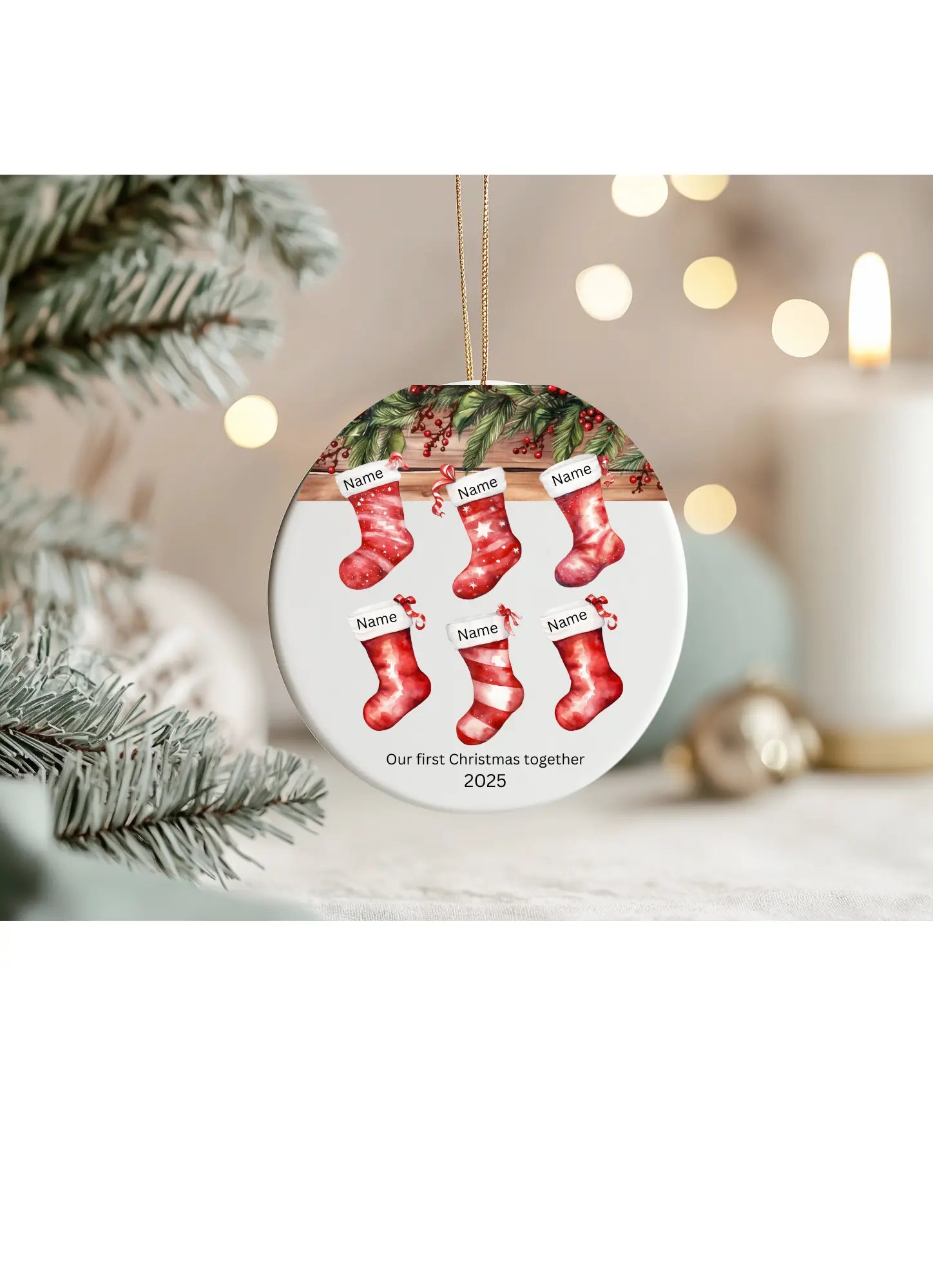 Personalised Ornament – Our First Christmas Together | Gift Box & Card | Add 1–6 Names or Custom Design Krevana Personalised Ornament – Our First Christmas Together | Gift Box & Card | Add 1–6 Names or Custom Design
