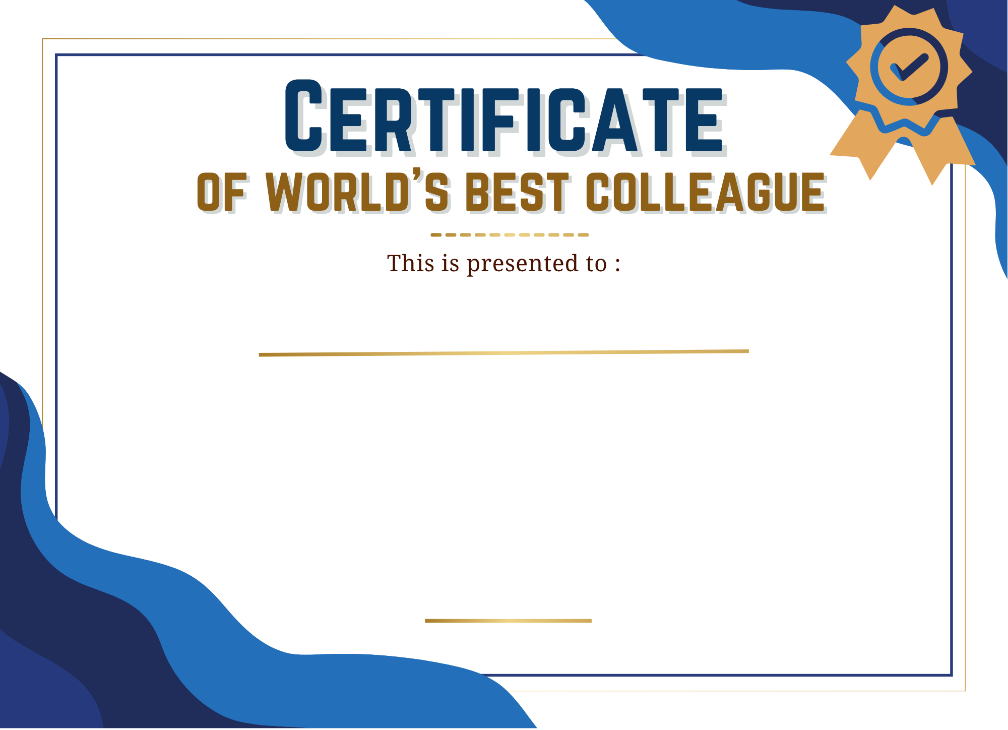 Funny World's Best Colleague Certificate | Personalised Leaving Gift A4
