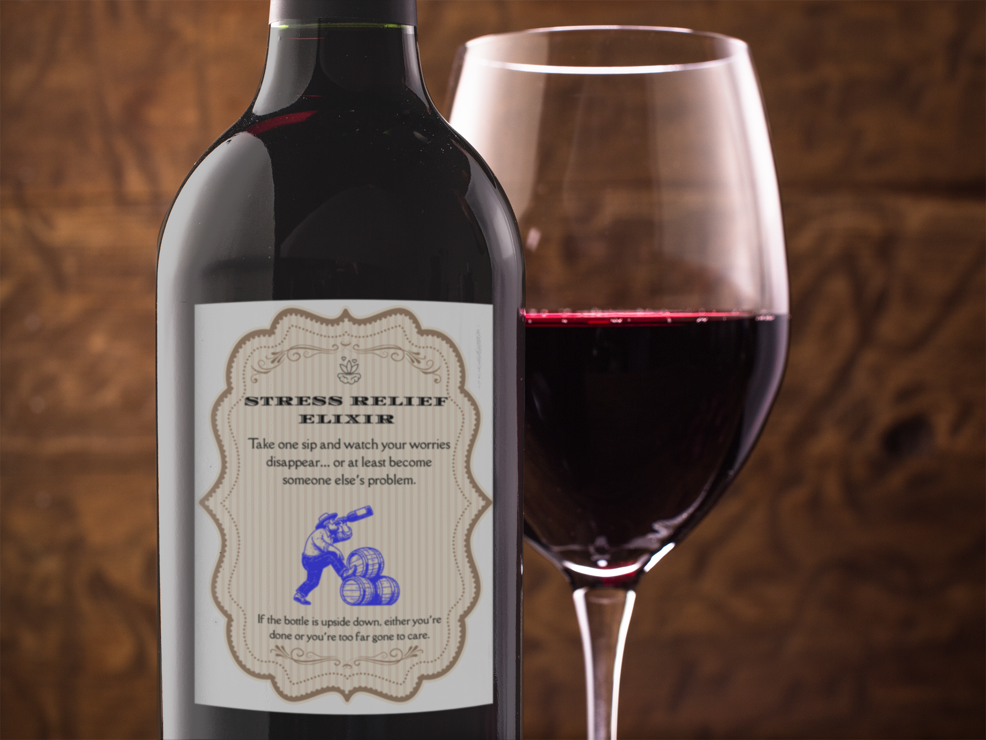 Funny Bottle Label – 3.5x5” Waterproof Self-Adhesive with Gold Frame – Hilarious Gift for Wine, Whiskey & Beer Lovers.