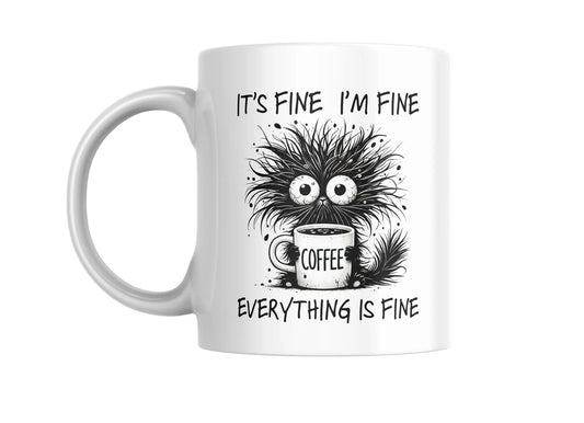 Funny Coffee Mug – “It’s Fine, I’m Fine, Everything Is Fine” | Cute Monster Design | Gift for Coffee Lovers Krevana Funny Coffee Mug – “It’s Fine, I’m Fine, Everything Is Fine” | Cute Monster Design | Gift for Coffee Lovers