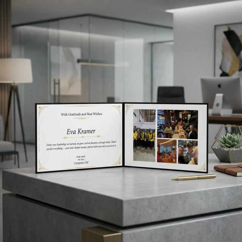 Personalised Farewell Gift for Boss or Manager | Engraved Laser Leather Keepsake with Photo Collage | Custom Leaving Card Krevana Personalised Farewell Gift for Boss or Manager | Engraved Laser Leather Keepsake with Photo Collage | Custom Leaving Card