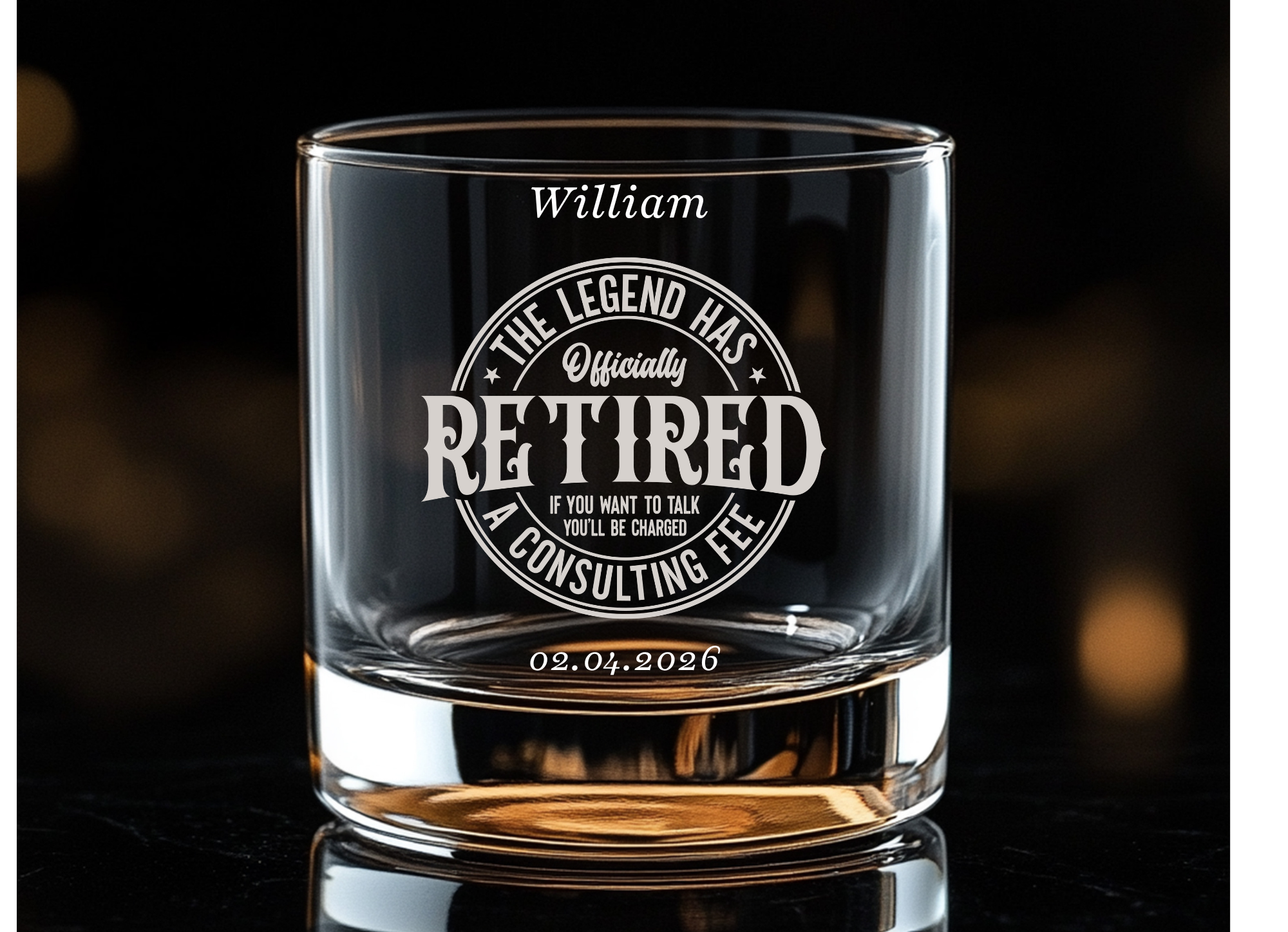 Personalised Retirement Whisky Tumbler — Engraved With Their Name