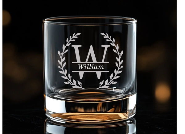 Engraved Old Fashion Whiskey Glass - 220ml Krevana Engraved Old Fashion Whiskey Glass - 220ml